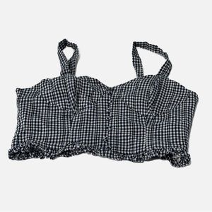 J.O.A cropped summer top blue white gingham